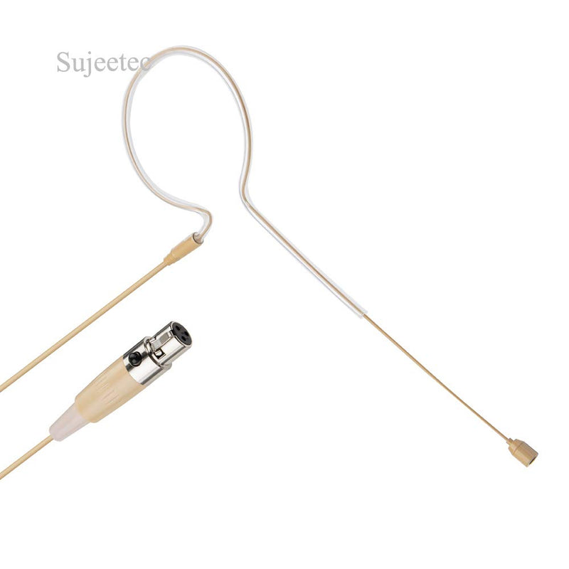 [AUSTRALIA] - Sujeetec Pro Earset Microphone Headset Headworn Microphone Over Ear Condenser Mic for AKG Wireless System Bodypack Transmitter, Ideal for Singing, Presentation, Churches, Lectures – Beige Mini XLR TA3F Plug(for AKG Only) 