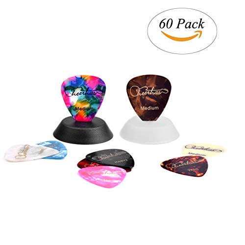 Cheerhas 60Pcs Abstract Guitar Picks Stylish Guitar Picks Plectrums for For Your Electric, Acoustic, or Bass Guitar, Thin Medium Heavy, Includes 0.46mm, 0.71mm, 0.96mm, 1.2mm Mixed Thickness Varied