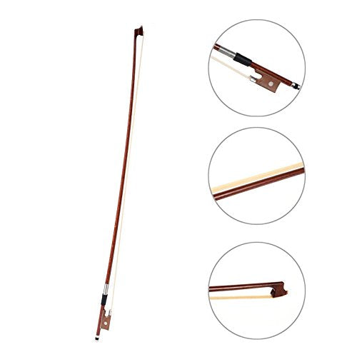 Professional 4/4 Brazilwood Ebony Frog Violin Arbor White Horsehair Violin Bow (4/4 Brazilwood)