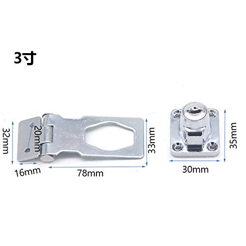 2 Packs Keyed Hasp Locks Twist Knob Keyed Locking Hasp for Small Doors, Cabinets and More,Stainless Steel Steel, Chrome Plated Hasp Lock Catch Latch Safety Lock (3Inch with Lock)
