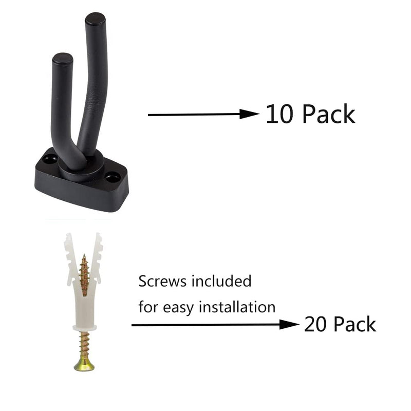 Gisedkle 10pcs Guitar Hangers, Guitar Bass Stand Wall Mount Hanger Hook with Screws, Ukulele Banjo Mandolin Electric Guitar Display Holders for Wall, Black
