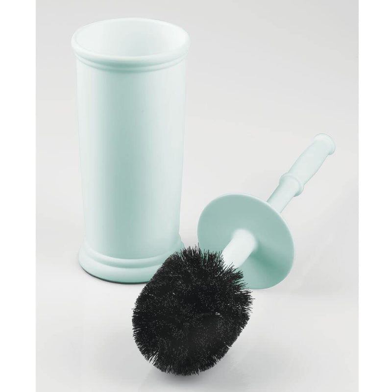 mDesign Compact Freestanding Plastic Toilet Bowl Brush and Holder for Bathroom Storage and Organization - Space Saving, Sturdy, Deep Cleaning, Covered Brush - Mint Green