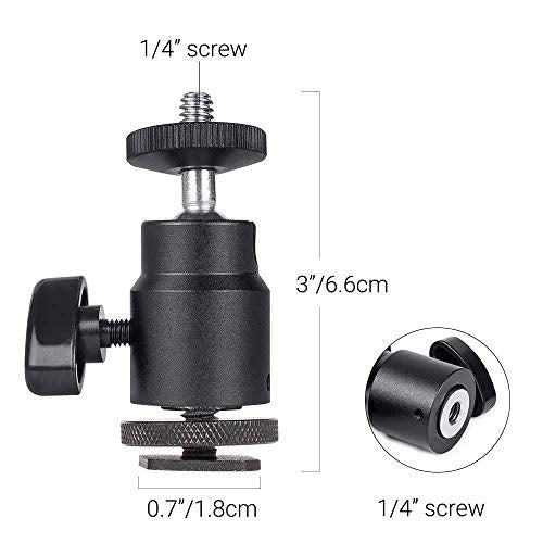 MAEXUS Hot Shoe Mount Adapter 1/4" Thread Mini Ball Head Ring Light Adapter for Cameras Camcorders Smartphone Microphone Gopro Canon LED Video Light Video Monitor Tripod Monopod (2 Pcs) 2pcs
