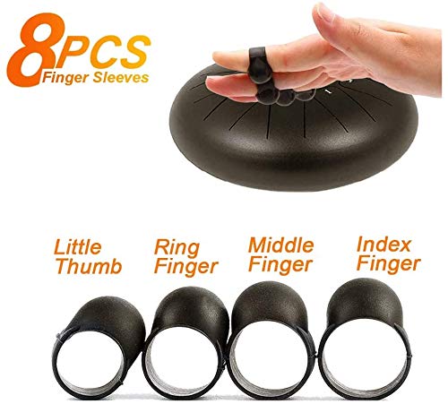 Yowin Steel Tongue Drum Finger Picks, Silicone Rubber Knocking Finger Sleeves Handpan Percussion Instrument (8 Pcs) 8 Pcs