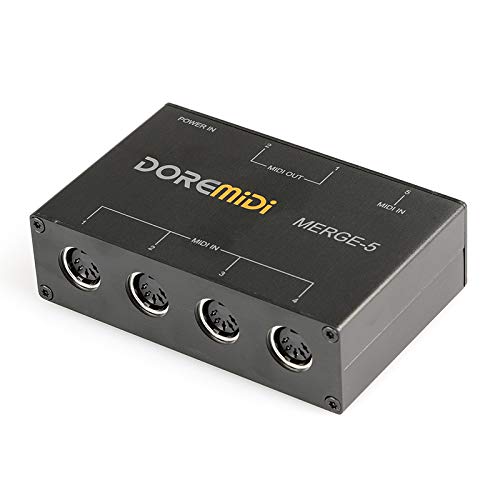 CAMOLA MIDI MERGE-5 Box USB MIDI Merge Box 5-IN 2-OUT MIDI Interface Converter Adapter