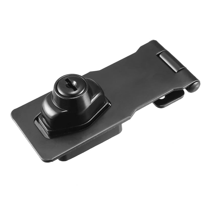 uxcell 4-inch Keyed Hasp Locks Zinc Alloy Twist Knob Keyed Locking Hasp W Screws for Door Cabinet Keyed Alike Black 2Pcs