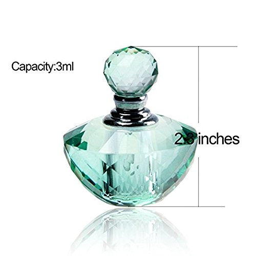 H&D HYALINE & DORA Vintage Light Green Crystal Empty Refillable Mini Perfume Bottle 4ML