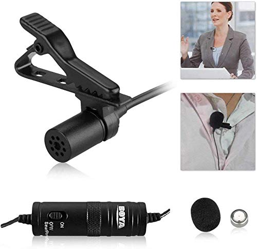 Boya BY-M1 3.5mm Lavalier Condenser Microphone with Ele espirit's Windscreen Windshield for iPhone 7 Plus Smartphones, Dslr, Recorder,Camcorders