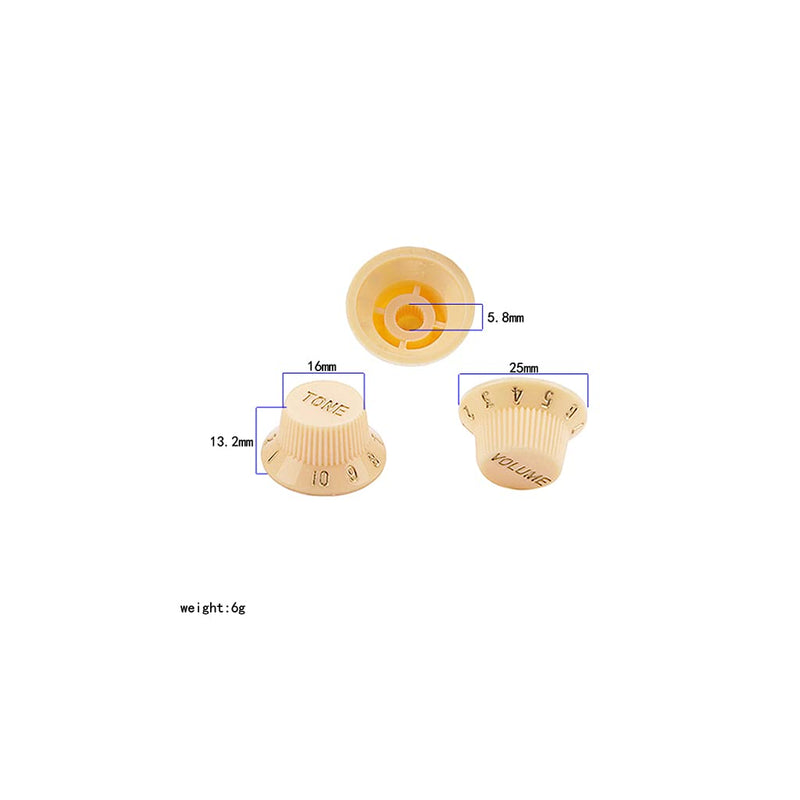 Alnicov 3 in 1 Speed Volume Tone Control Knobs Plastic Knobs for Left Hand Guitar Bass Parts,Cream Color