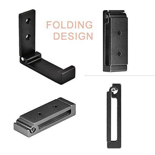 Foldable Headphone Holder, Aluminum Wall Mount Hook, Hold up to 20KG with Screws, 1KG with 3M Adhesive (1p Black)