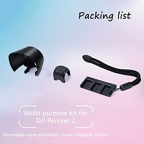 Lens Hood for DJI OSMO Pocket 2 + Lens Cover Cap + Hand Lanyard Camera Accessories Combo Lens Sunshade Guard Prevent Glare Protective Caps Black