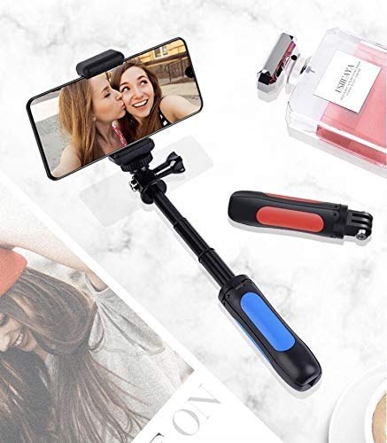Mojosktch Mini Tripod 3 in 1 Extension Pole Mini 360 Rotation Desktop Tabletop Stand and Selfie Stick Compatible with All GoPro Models, Insta360 ONE X, DJI and Other Action Cameras（Blue）