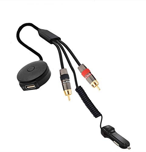 Bluetooth 2 RCA Aux Charing Adapter Aux Car Stereo Y Splitter Cable for IP Android Compatible with Infiniti Nissan Dodge Mazda KIA