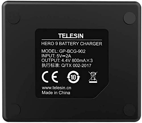 [AUSTRALIA] - TELESIN 3 Channel Triple Battery Charger with 2-Pack Replacement Batteries withType-C Cable for GoPro Hero 9 Black, Fully Compatible with Go Pro 9 Original Charger and Battery (Single Charger) Single charger 