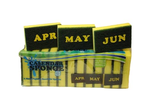 CALENDAR SPONGE | Monthly Sponge for Your Kitchen | Never Forget to Change Your Sponge Again | 12 Pack