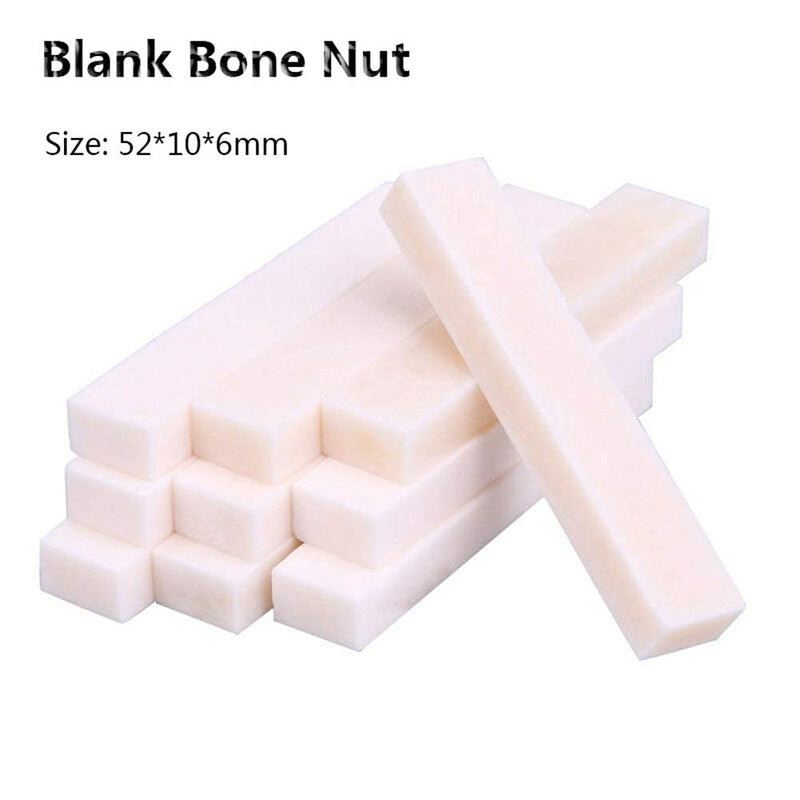 Alnicov Guitar Blank Bone Nut,5PCS DIY Guitar Nut for LP Folk Classical Electric Acoustic Guitar 52 x 10 x 6mm