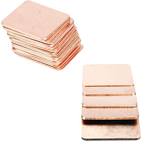 Easycargo 100pcs 12 Sizes 15mm Copper Pad Shim Thermal Kit, Pure Copper Heatsink C1100, Low Profile Copper Plate Cooler for Cooling PC Laptop IC Chips CPU VGA RAM VRAM PS5 M.2 SSD (with Glue) With Glue