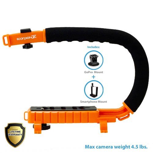 Cam Caddie Scorpion Jr. Limited Edition Collapsible Stabilizing Camera/Smartphone Handle w/Hot Shoe Mount - Orange