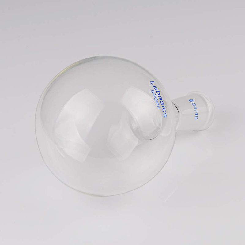 Labasics Glass 500ml Single Neck One Neck Round Bottom Flask RBF, with 24/40 Standard Taper Outer Joint, 500ml 500 ml