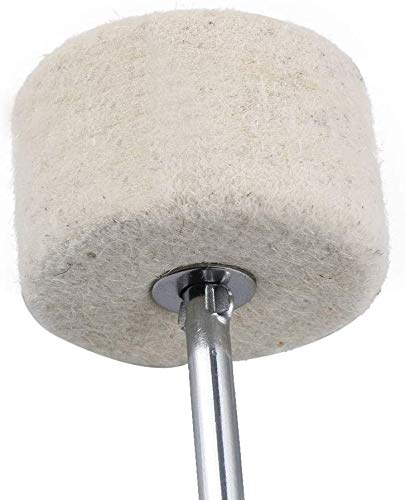 Jiayouy White Felt Bass Drum Beater Kick Drum Foot Pedal Beater Percussion Instrument Accessory Part Stainless Steel Shaft
