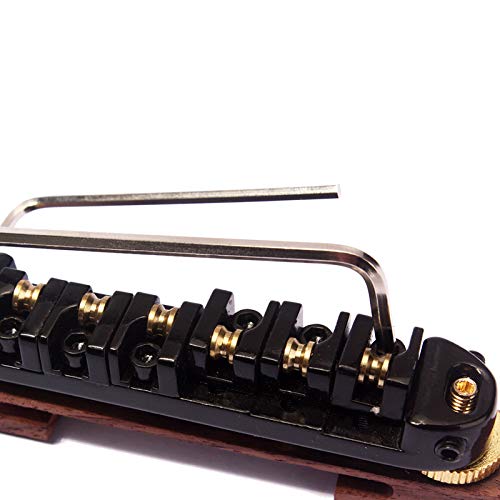 Alnicov Black Plated Roller Saddles Rosewood Bridge Set For Jazz Guitar