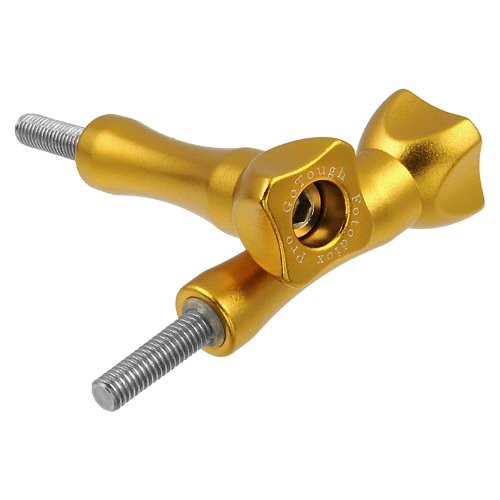 GoTough 45mm Gold Metal Thumbscrew Compatible with GoPro HERO3, HERO3+, HERO4, HERO5, HERO6, HERO7 2-Prong Mounting System - by Fotodiox Pro Long