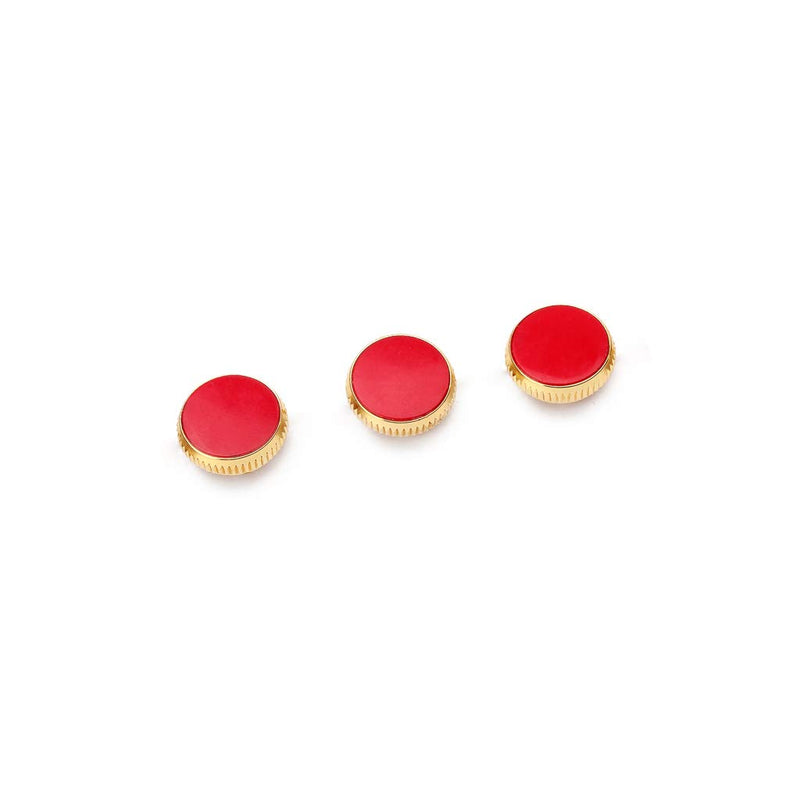 Alnicov Gold Plated Stone Inlays Trumpet Finger Buttons for Trumpet Replacement Red Set of 3