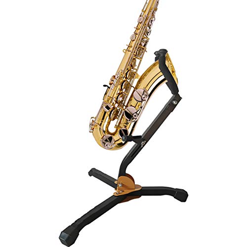 Foldable Saxophone Stand, zosenda Adjustable Alto/Tenor Sax Stand with Chain Lock, Portable Tripod Stand Saxophone Holder Rack with Metal Triangle Base Design