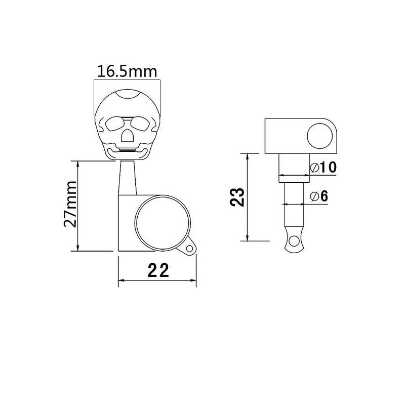 Alnicov Skull Head Sealed Gear Guitar Tuning Pegs Tuners Machine Heads 3R3L for Electric Guitar Parts Silver