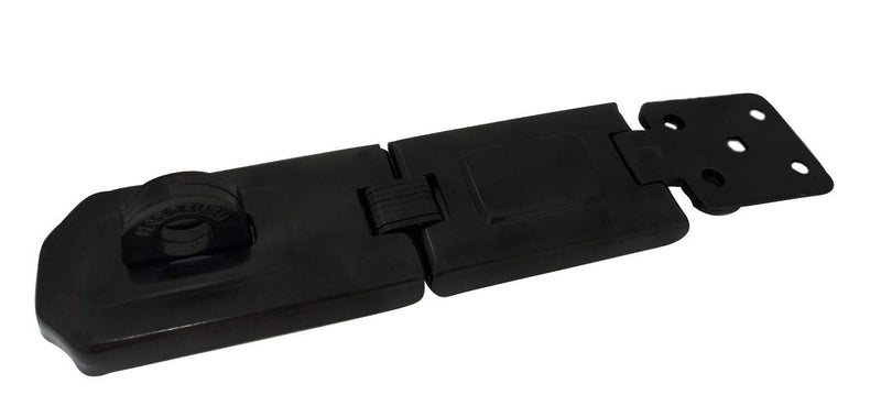 QCAA Extra Heavy Duty Concealed Safety Hasp, Flexible Link, with Hardened Staple, 7-1/2" Double Flexible, Black Coated, 1 Pack 7-1/2"