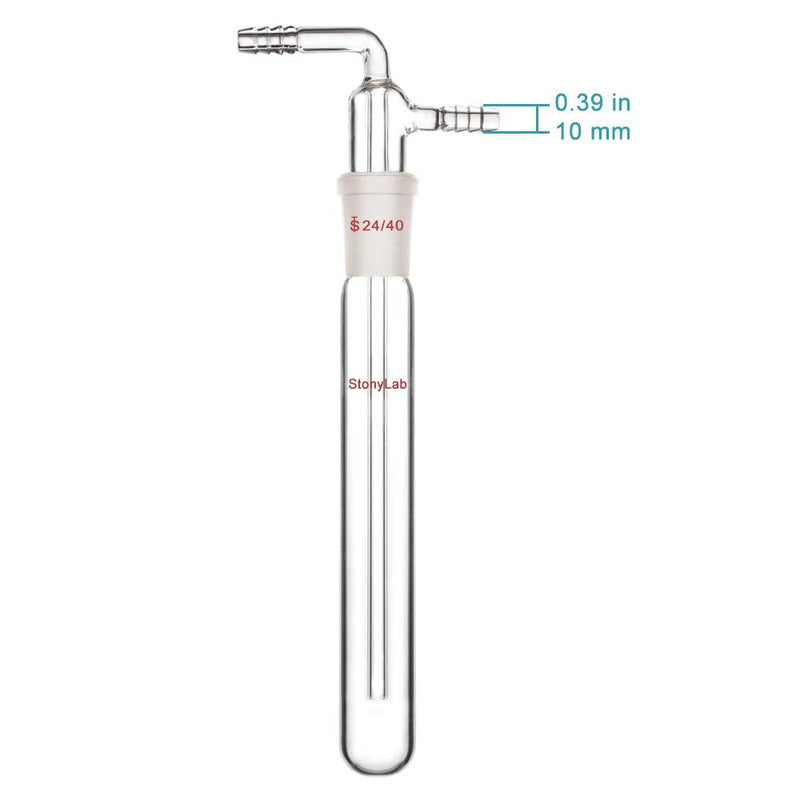 stonylab Glass Vacuum Cold Trap Bubbler with 10mm Serrated Hose, 200mm Length Below The 24/40 Joint 200 mm