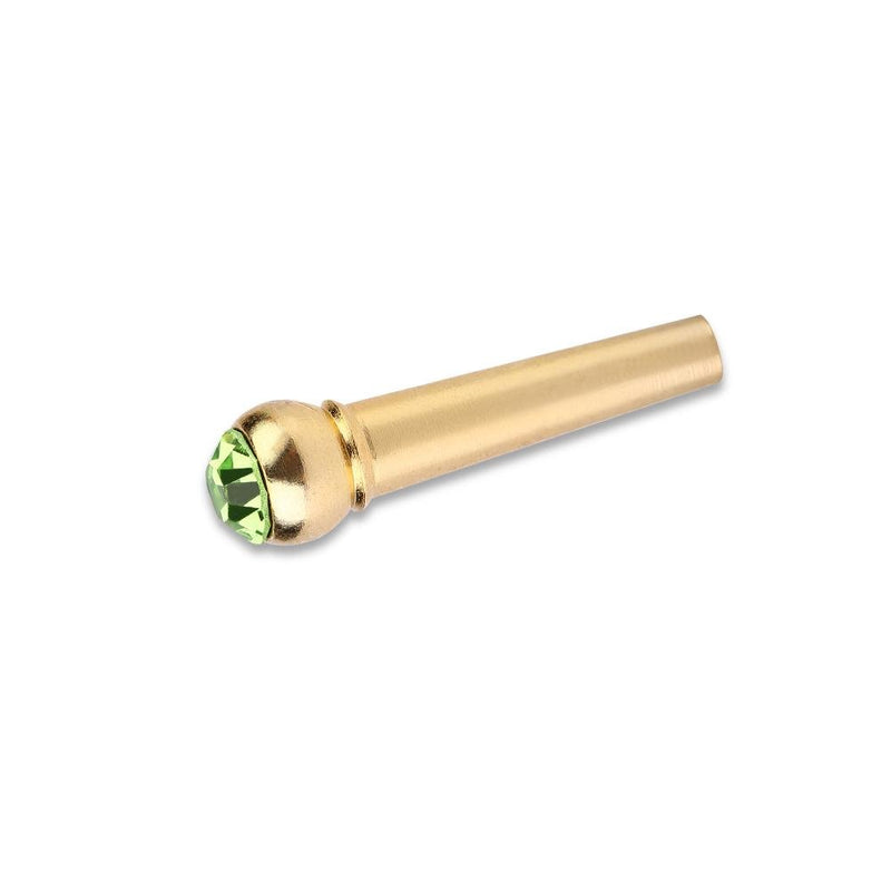 6Pcs Bridge Pin Copper Material Folk Acoustic Guitar Bridge Pin Peg Nail with Colorful Crystal Glass Dot Green