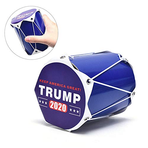 1 PCS Donald Trump for President 2020 Keep America Great Drum Hand Shaker Cheering Drum & 6 PCS Tattoo Sticker (Blue) Blue