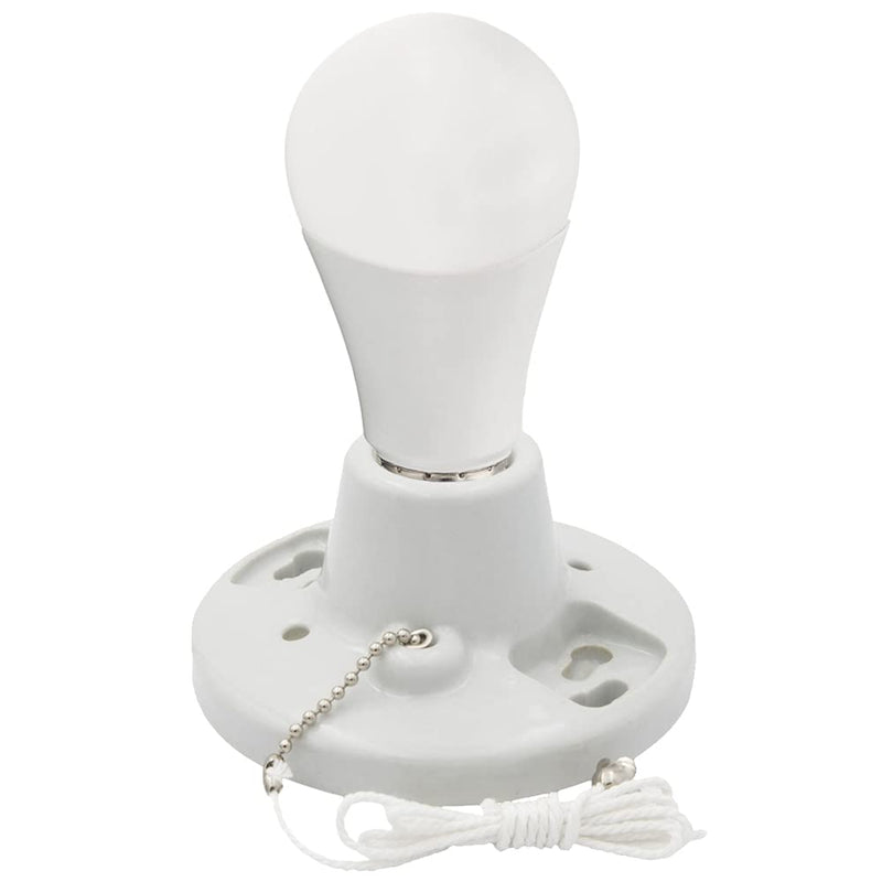 Maxxima Porcelain Lamp Holder, w/Pull Chain One-Piece Medium Base, Outlet Box Mount, 660W (2-Pack) Pull Chain