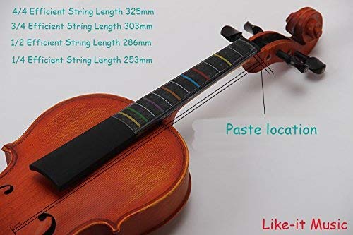 Beginners Violin Fiddle Fingerboard Fret Guide Label Finger Chart 4/4 3/4 1/2 1/4 Violin Accessories (1/2)