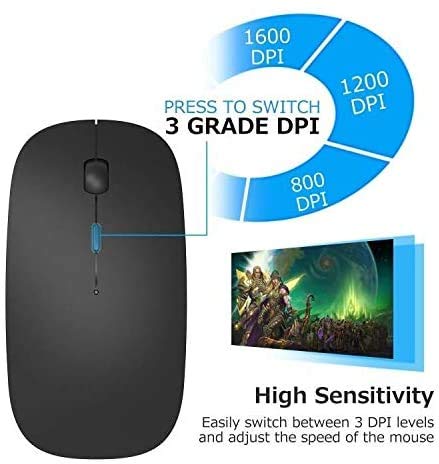 Bluetooth Mouse,Rechargeable Wireless Mouse for MacBook Pro/MacBook Air,Bluetooth Wireless Mouse for Laptop/PC/Mac/iPad pro/Computer Black