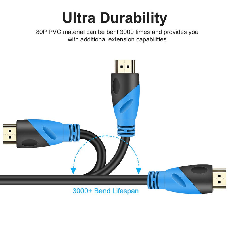 HDMI Cable - Rommisie 30 FT(4K UHD HDMI 2.0 Upgrad) Ultra High Speed 18Gbps Gold Plated Connectors,Ethernet & Audio Return,Video 4K,HD 1080p 3D Compatible with Xbox Playstation PS3 PS6 PC Apple TV 30FT