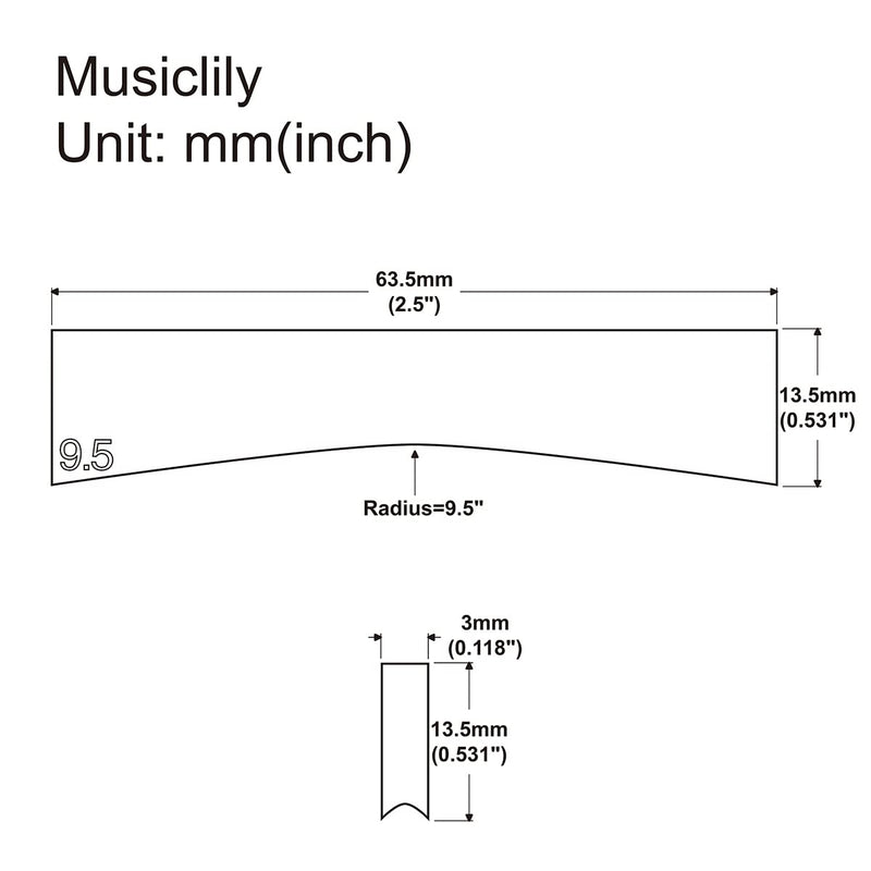 Musiclily Ultra 10 Inch Radius Brass Fret Press Insert for Acoustic Electric Guitar Bass