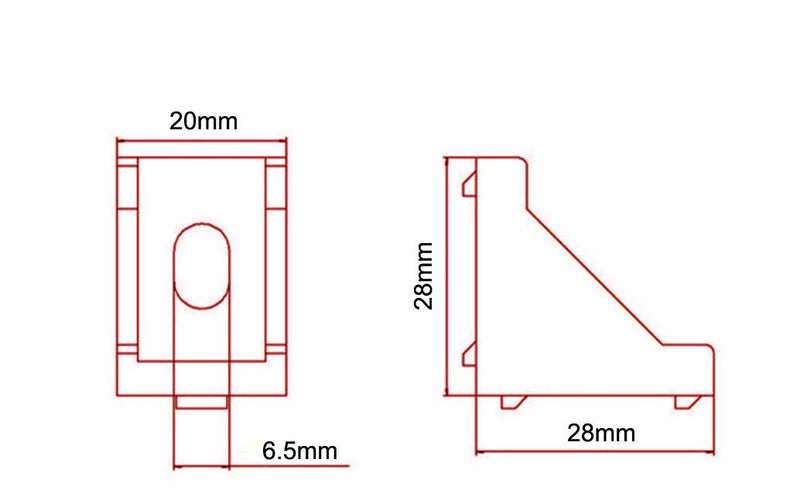 Befenybay 10PCS Extruded Aluminum Profile 2028 Corner Bracket Right Angle with Screws for 6mm Slot Aluminum Extrusion Profile 2020 Series (2028-Black-10 with Screws) 2028-Black-10 with screws