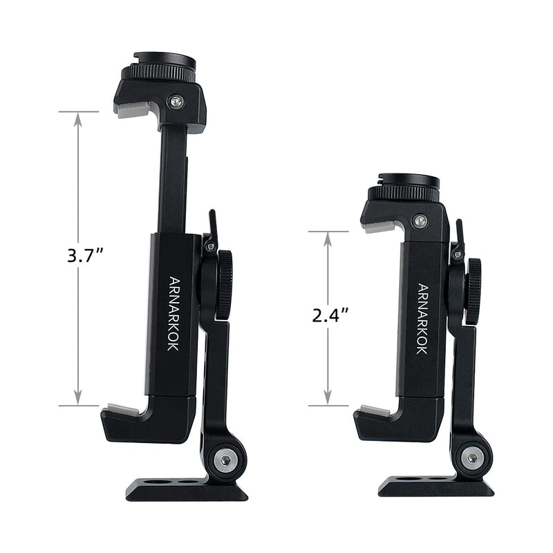 2 in 1 Metal Phone Tripod Mount+Rotating Cold Shoe Tilt Angles,Compatible with iPhone Samsung Smartphone Holder Adapter, Desktop Tripod for Cell Phone,Video Live Streaming Vlogging Rig