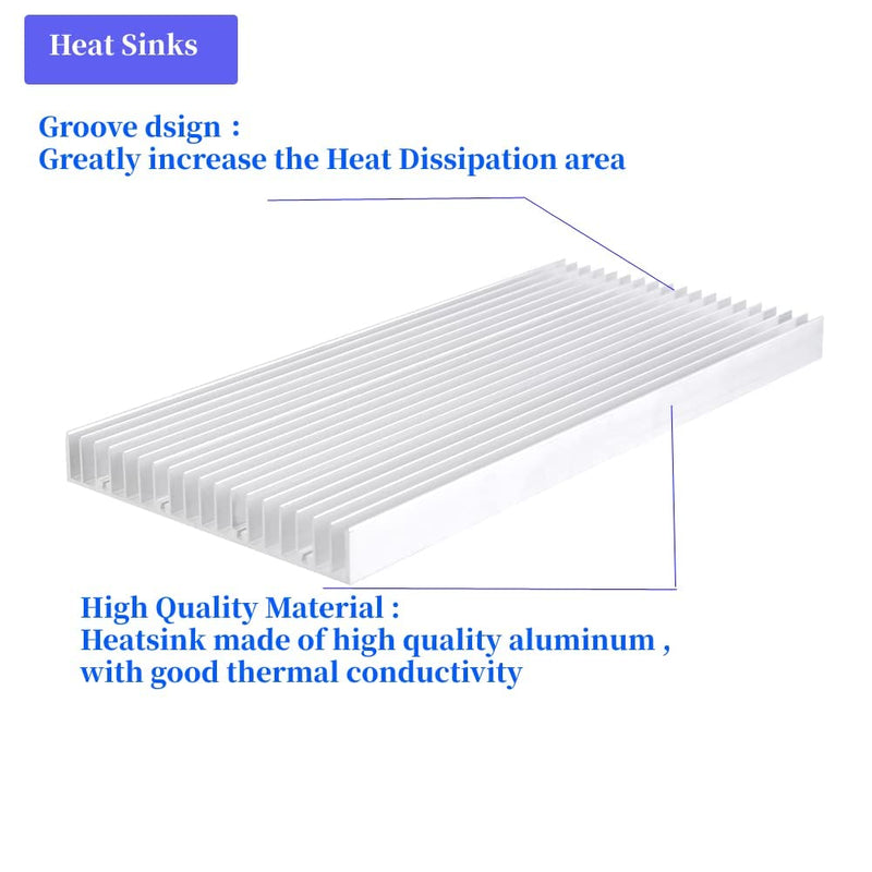 Large Aluminum Heatsink, 11.8"X5.51"X0.79" Led Heat Sink Cooling Heatsink Heat Module Cooling Cooler Light Heat Sink for High Power Led Light