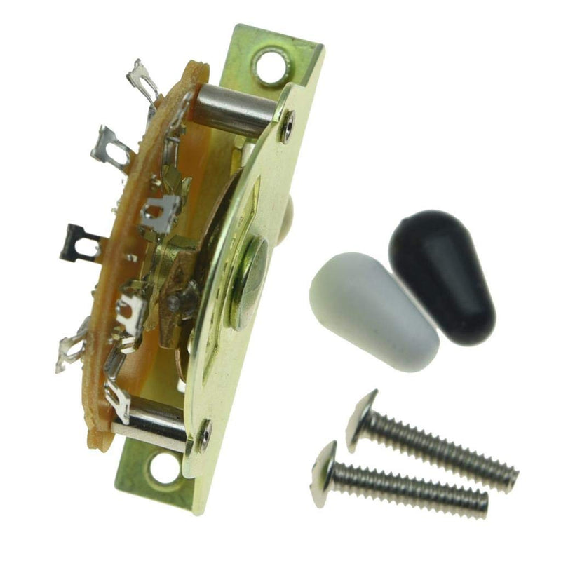 KAISH Guitar 5-Way Pickup Selector Switch Pickup Switch with Black/Ivory/White Tips and Mounting Screws for Strat