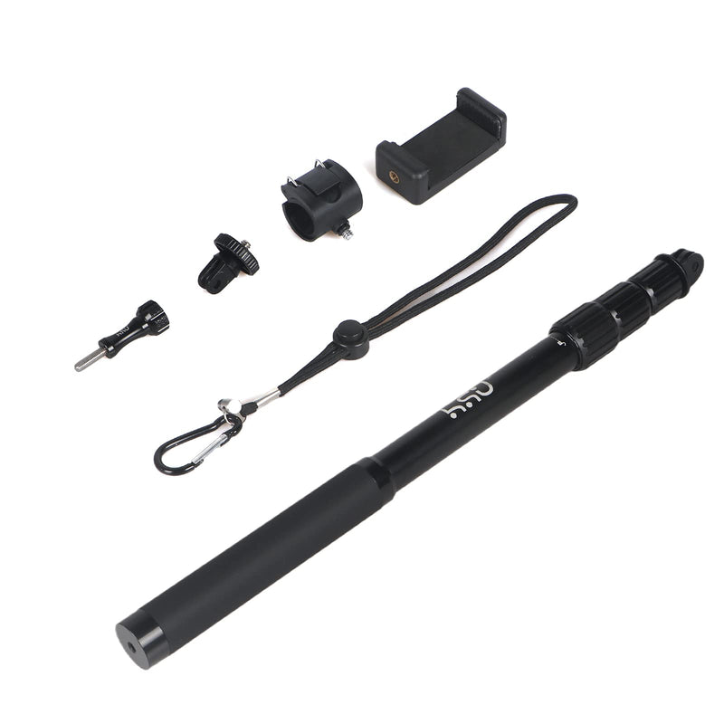 HSU Waterproof Selfie Stick for GoPro, 14.8”-44.1” Extension Pole Compatible with GoPro Hero 10 Black/Hero 9 Black/Hero 8 Black/7/6/5/4/ AKASO Campark Osmo Action Camera/Xiao Yi Action Camera 14.8”-44.1”