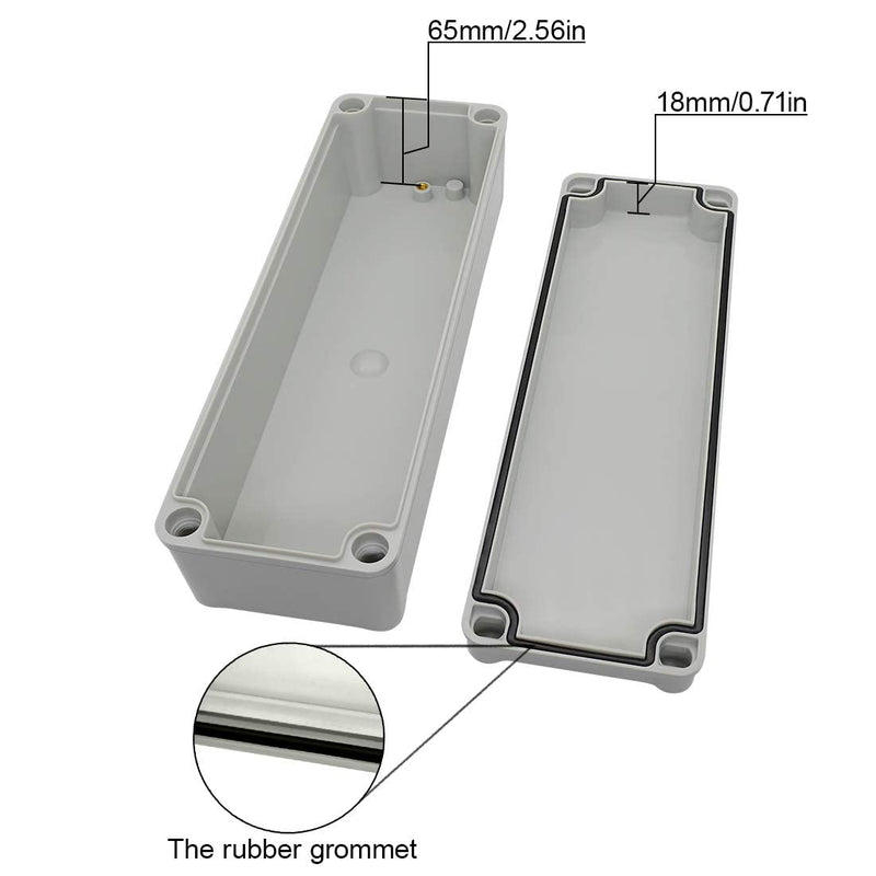 LeMotech Waterproof Dustproof IP67 Junction Box DIY Case Enclosure Gray 9.8 x 3.1 x 3.3 inch (250 x 80 x 85 mm) 9.8" x 3.1" x 3.3" Size L