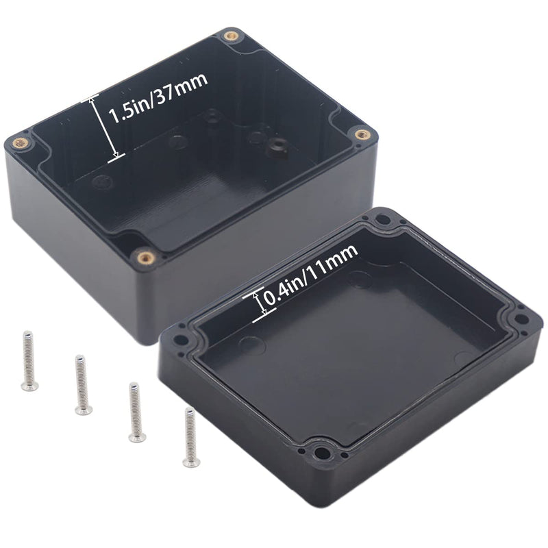 YETLEBOX Watertight Junction Box, IP67 Waterproof Project Box Durable ABS Plastic Electronic Enclosure Case for DIY Electrical Project Black 4.53" x 3.54" x 2.17"(115 x 90 x 55 mm) 4.53" x 3.54" x 2.17"