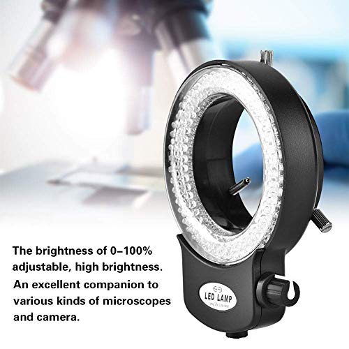 Microscope Camera Ring Lamp 144 LED Beads Light Source Brightness Adjustable Variable Control Shadowless Lighting(US Plug 110‑220V (White))