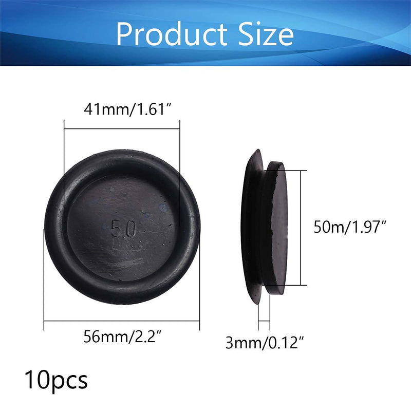 [AUSTRALIA] - Fielect Rubber Grommet 10Pcs 50mm Mounting Dia Oil Resistant Armature Rubber Grommets for Wiring Cable Black 10Pcs Hole Dia:50mm 