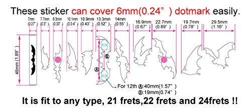 Inlay Sticker Fret Markers for Guitars & Bass - Bat Wings - Ocher