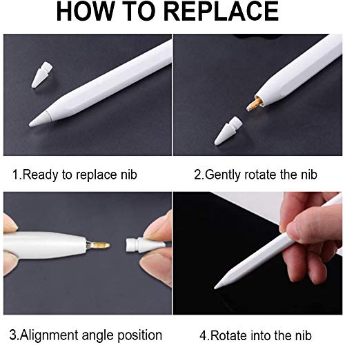 Replacement Tips Compatible with Apple Pencil 1st Generation & 2nd Generation Silicone Apple Pencil Nibs Replacement iPencil Tips for iPad Pro 11 inch 10.5 inch 12.9 inch 9.7 inch (4 Pack)