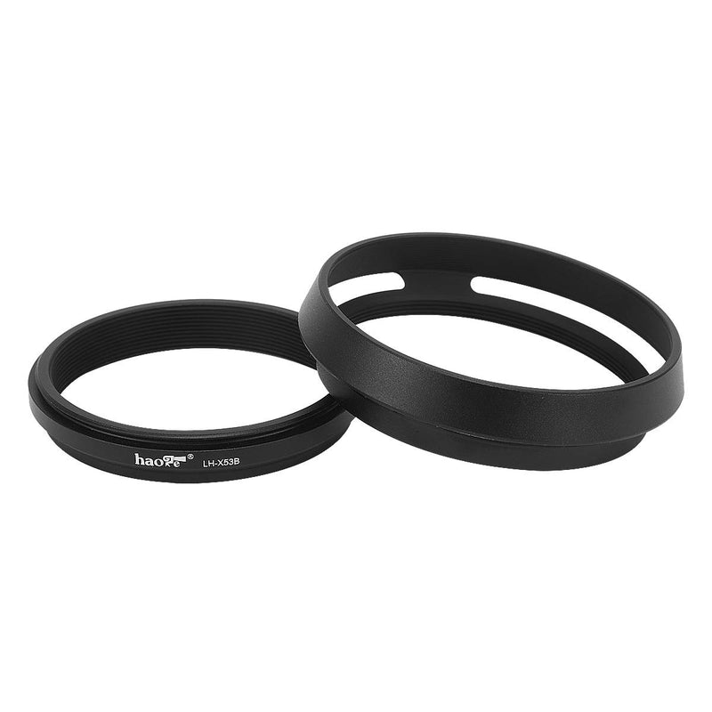 Haoge LH-X53B 3in1 Lens Hood with Adapter Ring with Cap Set for Fujifilm Fuji FinePix X70 X100 X100S X100T X100F X100V Camera Black Replaces Fujifilm LH-X100